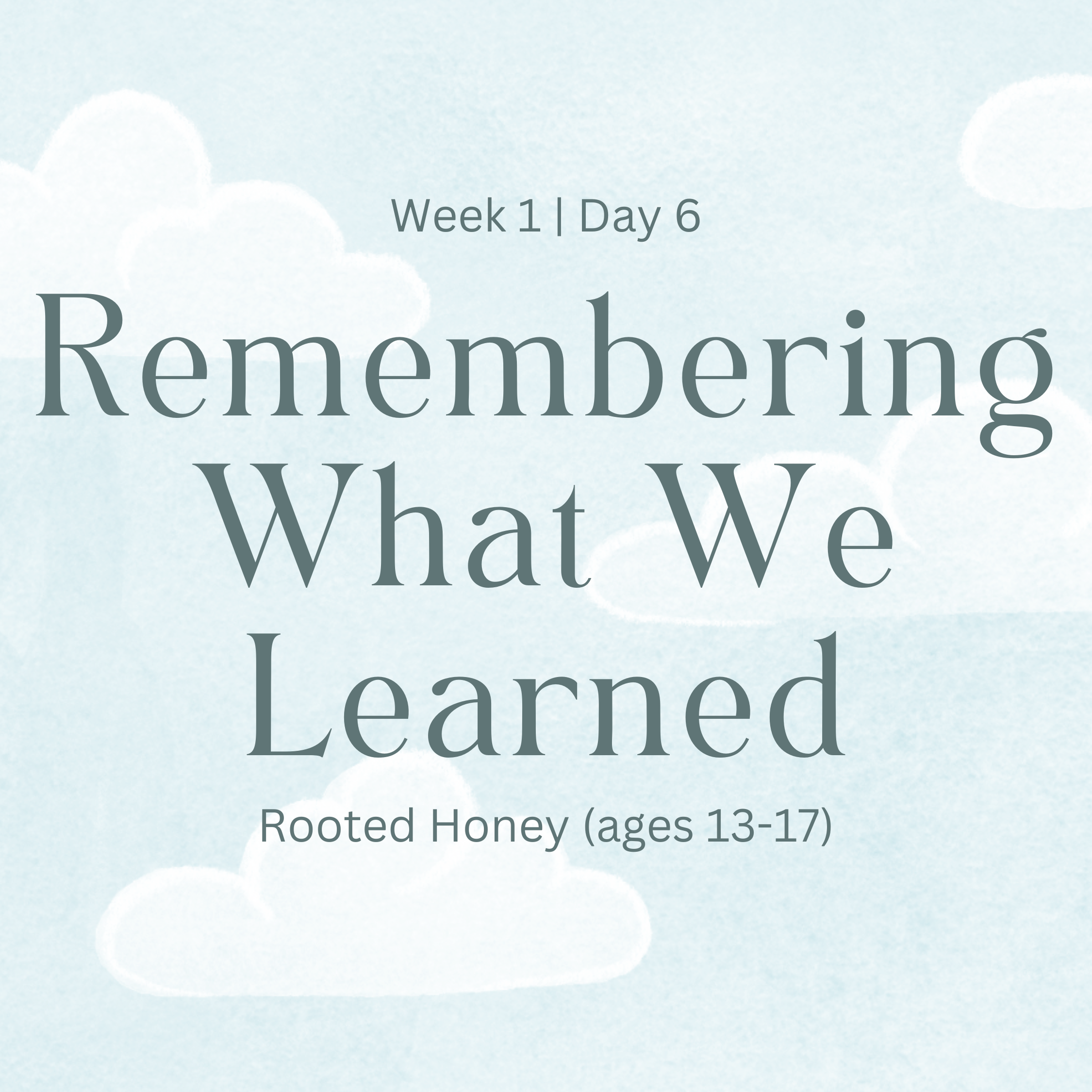 Remembering What We Learned (Rooted Honey)